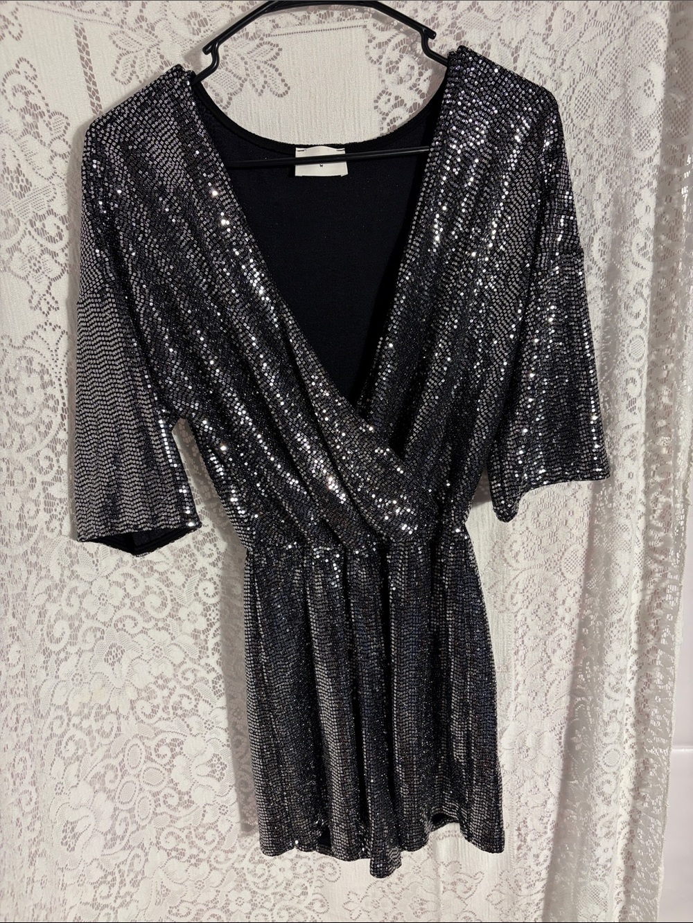 Everly Black Sequin Party Romper